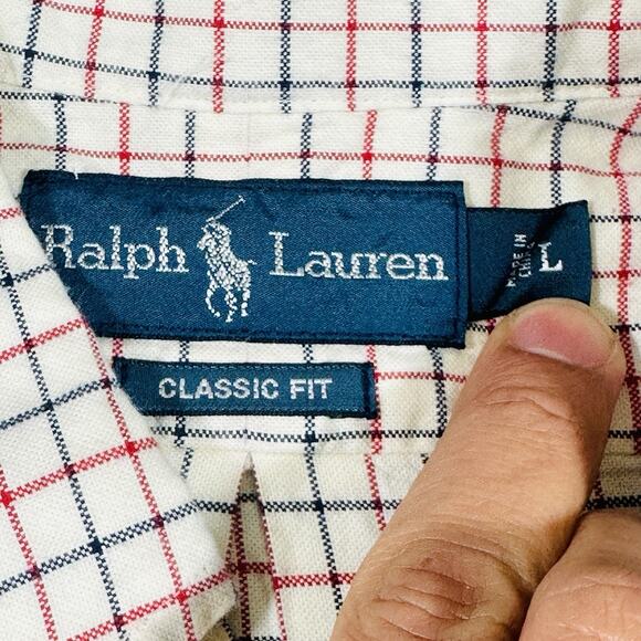 Polo Ralph Lauren Shirt Mens XL White Red Blue Check Casual Button Up Preppy VTG - Picture 3 of 9